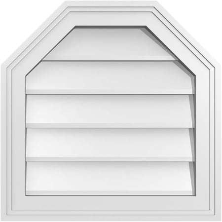 Ekena Millwork Octagonal Top Surface Mount PVC Gable Vent w/ 2"W x 1-1/2"P Brickmould Frame, 18"W x 18"H GVPOT18X1802SN